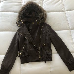 Mods international leather jacket fur